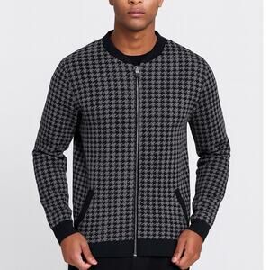 ASOS Houndstooth Sweater Jacket Black Gray